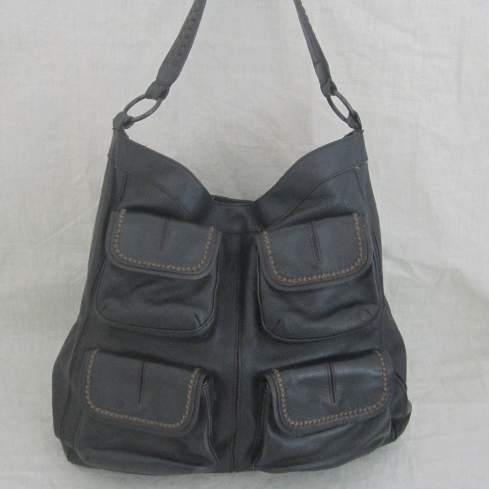 BANANA REPUBLIC black XL leather shoulder handbag